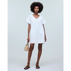 Madewell V-Neck Mini Shirtdress – Eyelet White – XXS – NWT – NP093